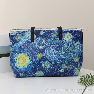 Womens Digital Printing Van Gogh Starry Night Oil Painting Tote Bag Shoulder Bags Handbag